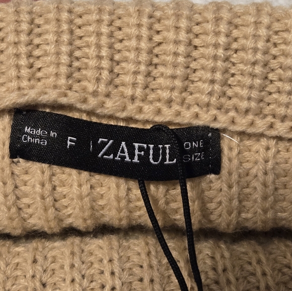 NWT ZAFUL Women's Oversized Crew Neck Lantern Sleeve Sweater One Size Light Brow - Picture 8 of 8